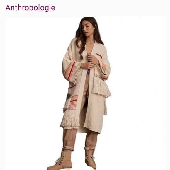 NWT Anthropologie Pilcro Fringed Duster Cardigan.